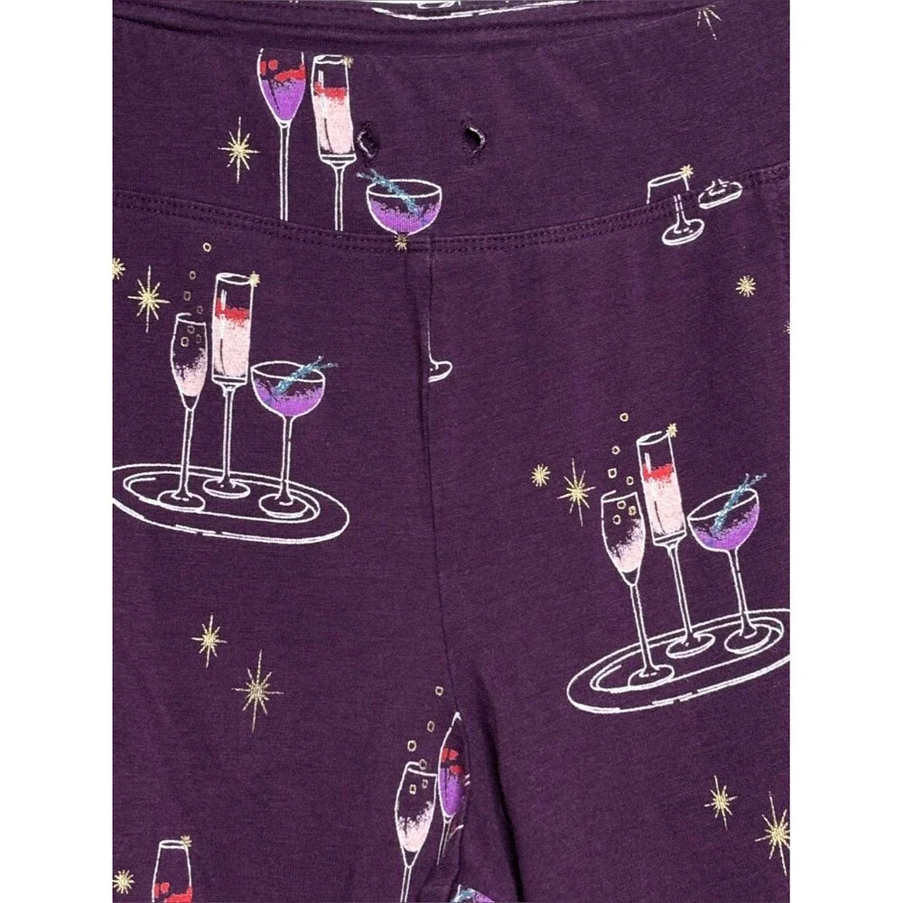Soma Purple Champagne Toast Cheers Loungewear Holiday Cabincore Pajamas Set M